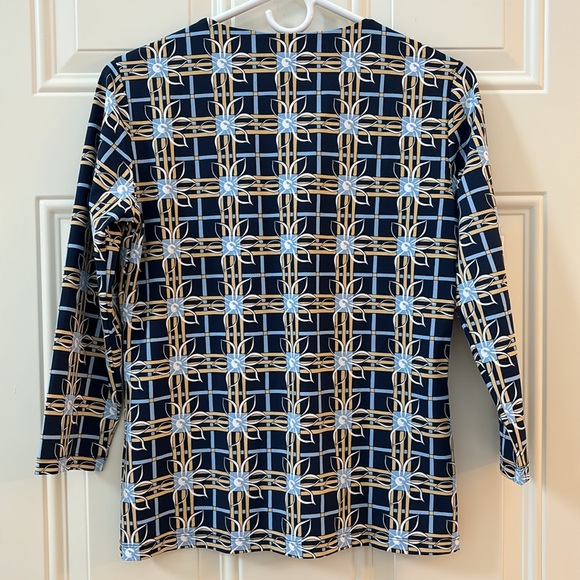 J. McLaughlin Top Women's S Navy Spring Picnic Catalina Cloth Nautical Floral - Picture 5 of 10
